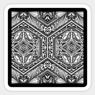 Black and White Hexagon Geometry Sticker